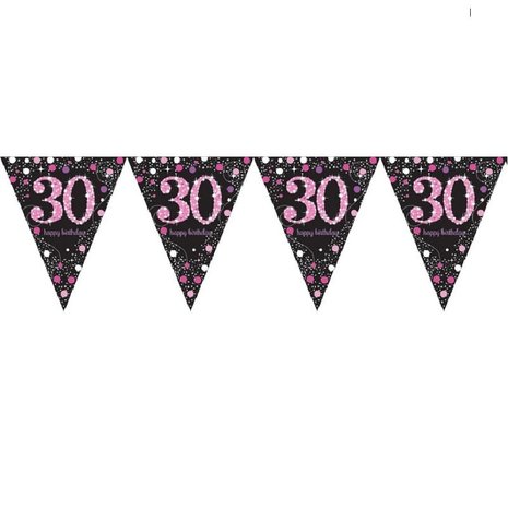 Amscan Fahnengirlande 30 Sparkling Black-Pink 4 m | pro Einheit