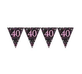 Amscan Guirlande de Drapeaux 40 Noir-Rose Étincelant 4 m | par unité Amscan Guirlande de Drapeaux 40 Noir-Rose Étincelant 4 m | par unité