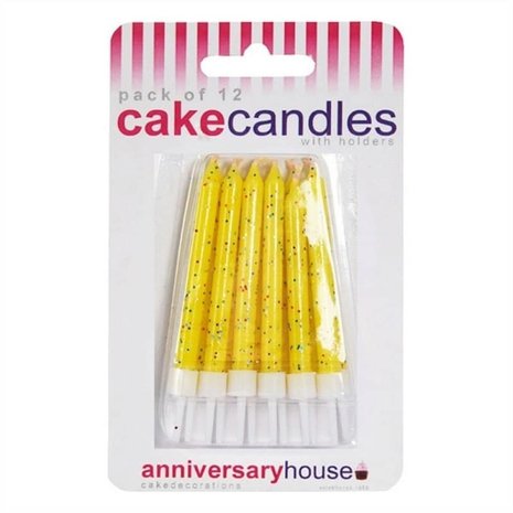 Coucher Bougies Glitter Jaune 6cm | 12 pièces