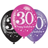 Amscan Ballonnen 30 jaar Birthday Sparkling Pink 27,5cm | 6 stuks Amscan Ballonnen 30 jaar Birthday Sparkling Pink 27,5cm | 6 stuks