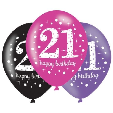 Amscan Luftballons 21 Jahre Geburtstag Sparkling Pink 27,5cm | 6 Stück Amscan Luftballons 21 Jahre Geburtstag Sparkling Pink 27,5cm | 6 Stück