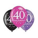Amscan Ballonnen 40 jaar Birthday Sparkling Pink 27,5cm | 6 stuks Amscan Ballonnen 40 jaar Birthday Sparkling Pink 27,5cm | 6 stuks