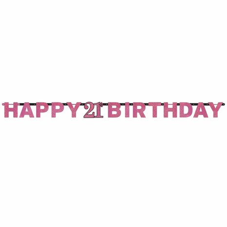 Amscan Letter garland Happy 21 Birthday Sparkling Pink 213x16cm | per Unit