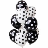 Ballon set zwart-wit stippen | 12 stuks Ballon set zwart-wit stippen | 12 stuks