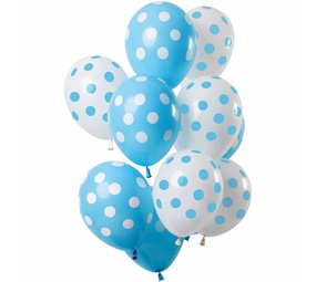 Ballon Set Blue-Blanc Dots 12 pièces Ballon Set Blue-Blanc Dots 12 pièces