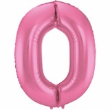 Folat Ballon folie 0 roze metallic mat | 86cm Folat Ballon folie 0 roze metallic mat | 86cm