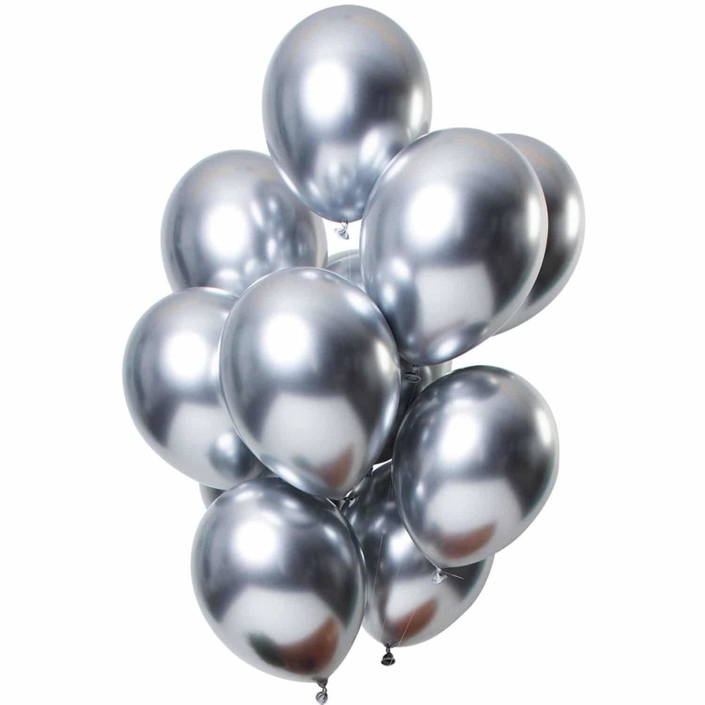 Ensemble de ballon en argent chrome | 12 pièces
