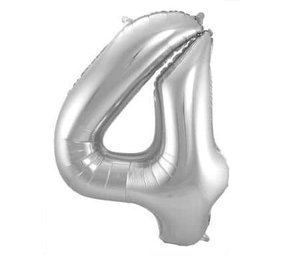 Ballon folie 4 zilver | 86 cm Ballon folie 4 zilver | 86 cm