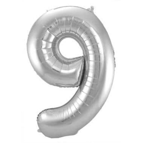 Ballonfolie 9 Silber 86 cm Ballonfolie 9 Silber 86 cm