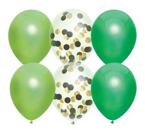 Haza - Witbaard Green balloons mix with confetti | 6 pieces Haza - Witbaard Green balloons mix with confetti | 6 pieces
