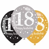 Amscan Ballonnen 18 jaar Sparkling Birthday | 6 stuks