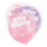 Ballon Happy Birthday Glitz roze paars wit | 6 stuks Ballon Happy Birthday Glitz roze paars wit | 6 stuks