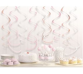 Decoratie swirl rose goud blush | 12 stuks