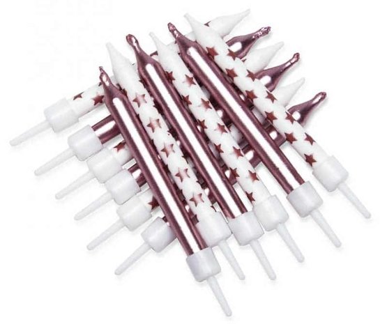 Pie Bougies Rose Gold Metallic avec Stars | 12 pièces