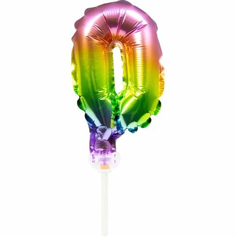 Globos Nordic Folieballon Taart Topper Regenboog Cijfer 0 | 13 cm