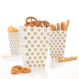 Unique Party Traktatie box wit met gouden stippen 12x13cm | 8 stuks