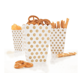 Unique Party Behandlungsschachtel weiß mit goldenen Punkten 12x13cm | 8 Stücke Unique Party Behandlungsschachtel weiß mit goldenen Punkten 12x13cm | 8 Stücke