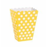 Traktatie box geel met witte stippen 12x13 cm | 8 stuks