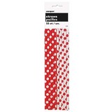 Straws paper red - White with dots 10 pieces