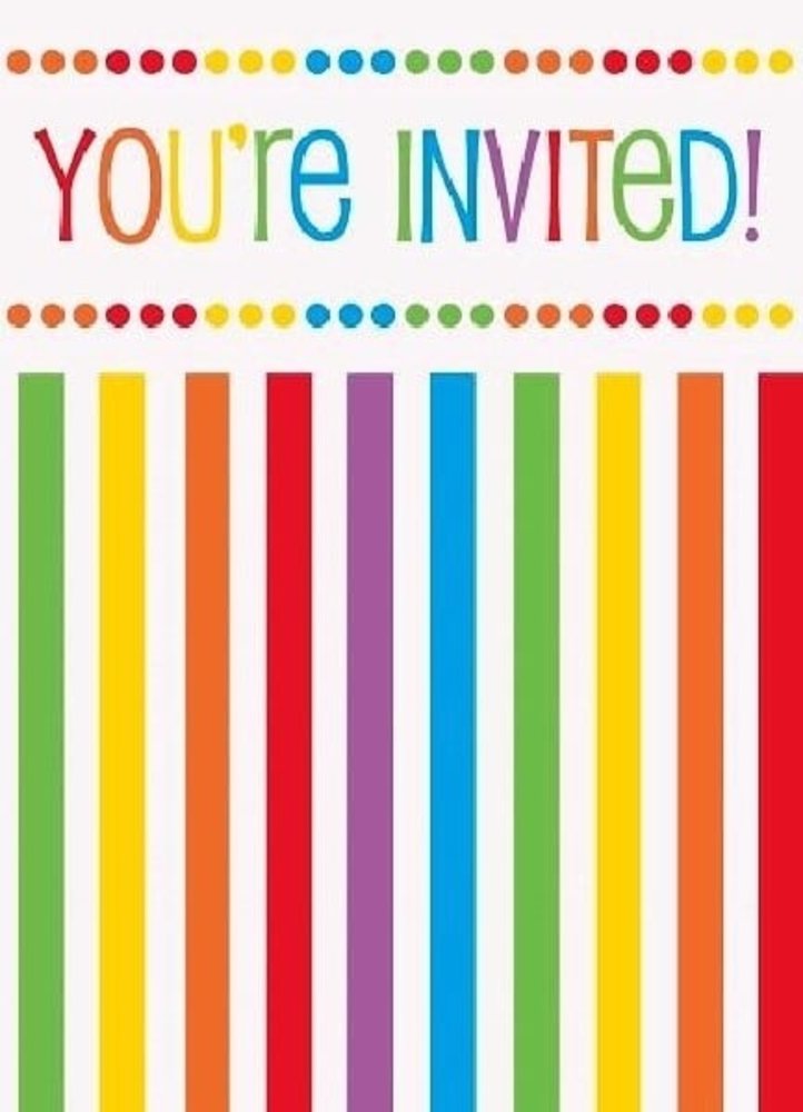 Invitation Rainbow Polka Stripe | 8 pièces