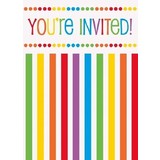 Uitnodiging Regenboog stip-streep | 8 stuks Uitnodiging Regenboog stip-streep | 8 stuks
