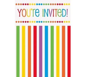 Invitation Regenboog Stip-Stripe | 8 pieces