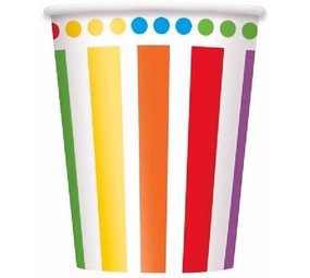 Beker Regenboog stip-streep 270 ml | 8 stuks