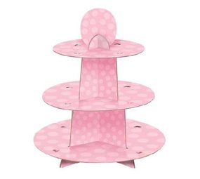Cupcake standaard roze met stippen Cupcake standaard roze met stippen