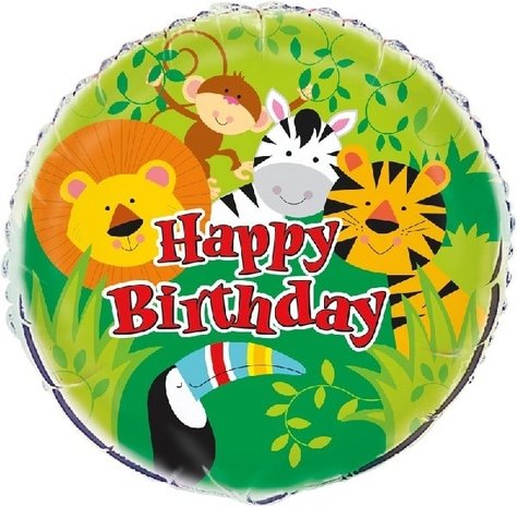 Unique Party Safari Happy Birthday Foil Balloon 46cm | per Unit Unique Party Safari Happy Birthday Foil Balloon 46cm | per Unit