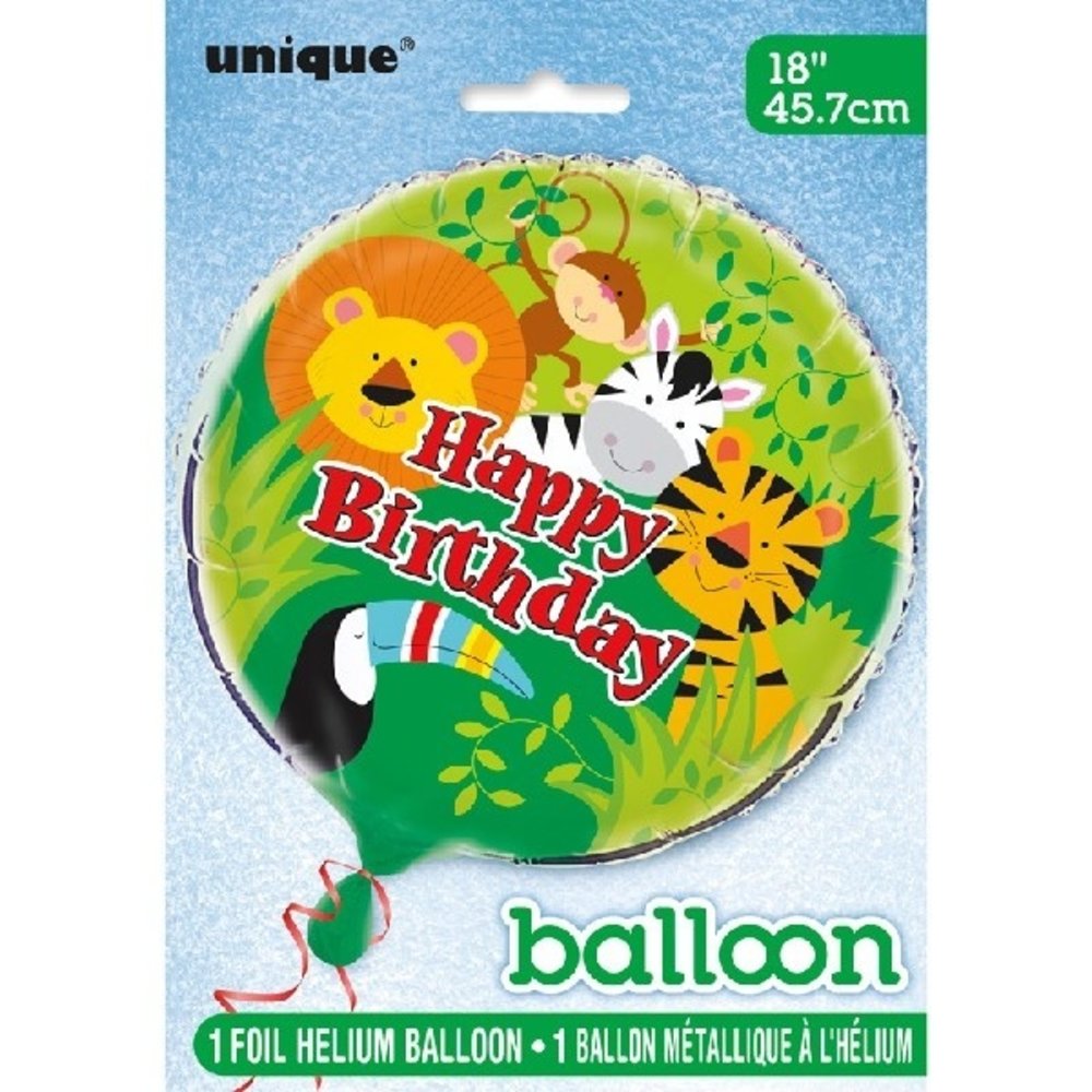 Unique Party Safari Happy Birthday Folie Ballon 46cm | per stuk Unique Party Safari Happy Birthday Folie Ballon 46cm | per stuk