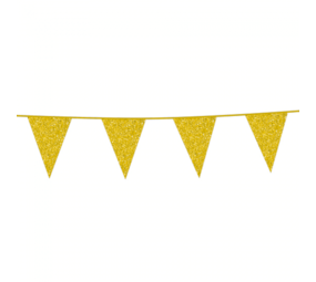 Goud gele glitter vlaggenlijn | 6 meter Goud gele glitter vlaggenlijn | 6 meter