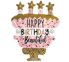 Supershape folie ballon Happy Birthday Taart | 91 cm Supershape folie ballon Happy Birthday Taart | 91 cm