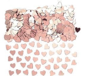 Amscan Confetti rosé-goud metallic hartjes | 14gr.