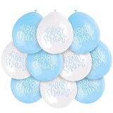 Unique Party Babypartyballons blau-weiße Herzen | 10 Stück