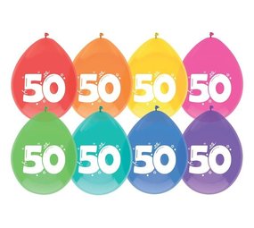 Ballons 50 ans de couleurs fraîches 8 pièces