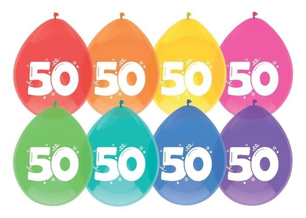 Balloons 50 years fresh colors 8 pieces
