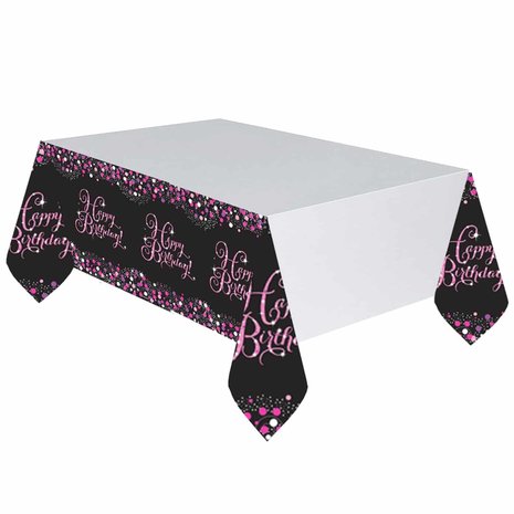 Amscan Tablecloth Happy Birthday Sparkling pink | 120x180cm