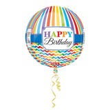 Orbz Balloon Joyeux anniversaire Couleurs arc-en-ciel | 40cm