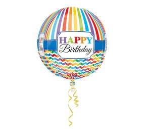 Orbz Balloon Joyeux anniversaire Couleurs arc-en-ciel | 40cm