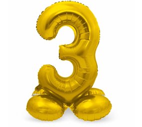 Cijfer Ballon 3 staand goud | 72 cm Cijfer Ballon 3 staand goud | 72 cm