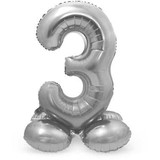 Figure balloon 3 standing silver | 72 cm