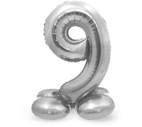 Figure balloon 9 standing silver | 72 cm Figure balloon 9 standing silver | 72 cm