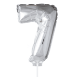 Figure balloon 7 silver with stick | 40cm Figure balloon 7 silver with stick | 40cm