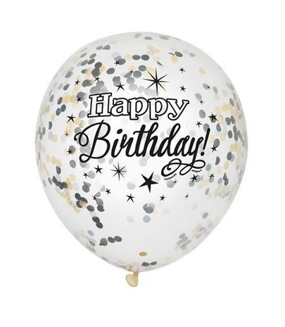 Confetti Ballons Black Silver Gold Goldz 30cm | 6 morceaux Confetti Ballons Black Silver Gold Goldz 30cm | 6 morceaux