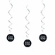 Hang Dekoration Glitz Happy Birthday Schwarz Silber | 6 Stück Hang Dekoration Glitz Happy Birthday Schwarz Silber | 6 Stück