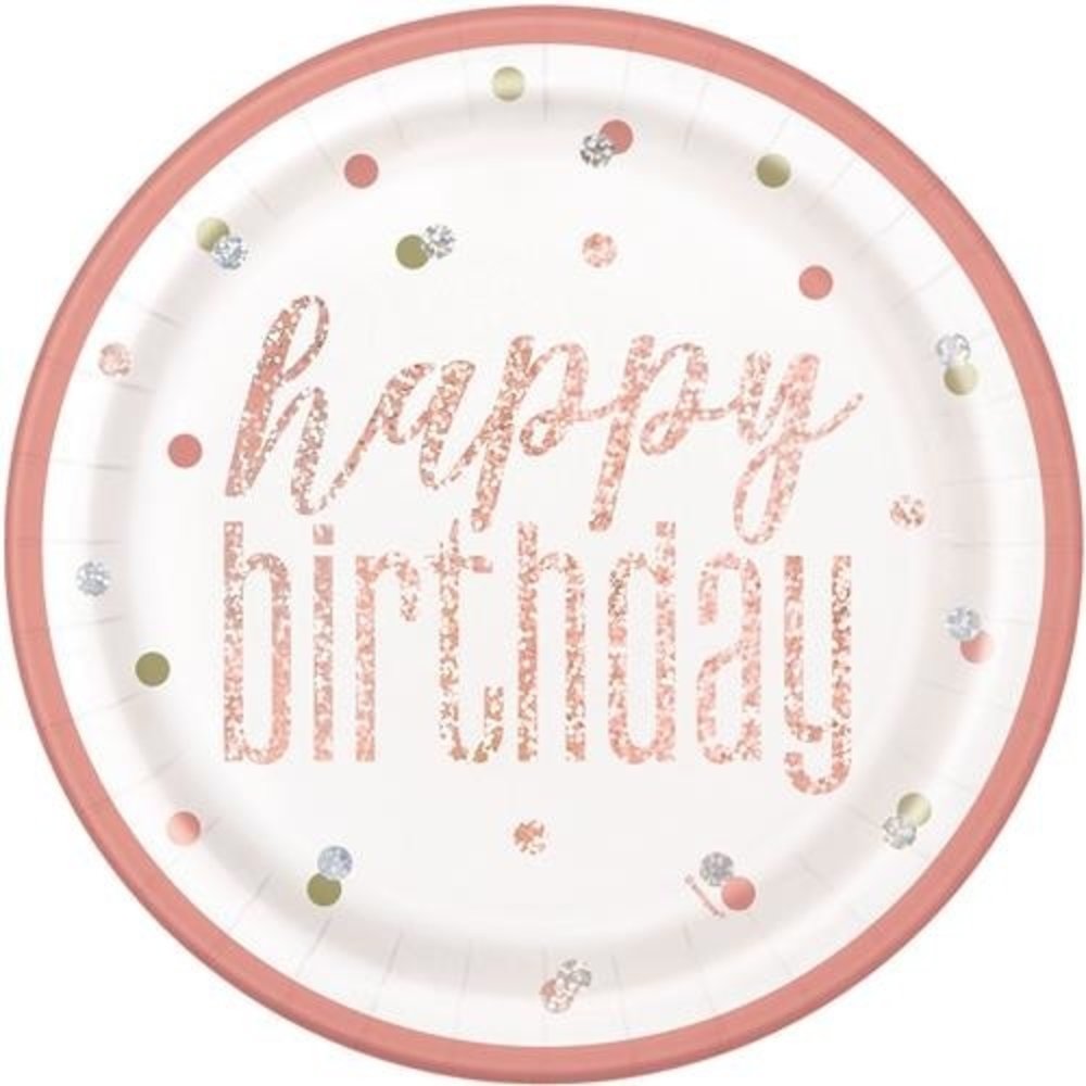 Unique Party Glitzosengold alles Gute zum Geburtstag 23 cm | 8 Stücke Unique Party Glitzosengold alles Gute zum Geburtstag 23 cm | 8 Stücke