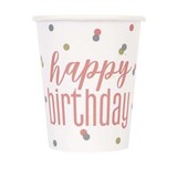 Cup Rose Gold Happy Birthday Rose Gold | 8 Stücke
