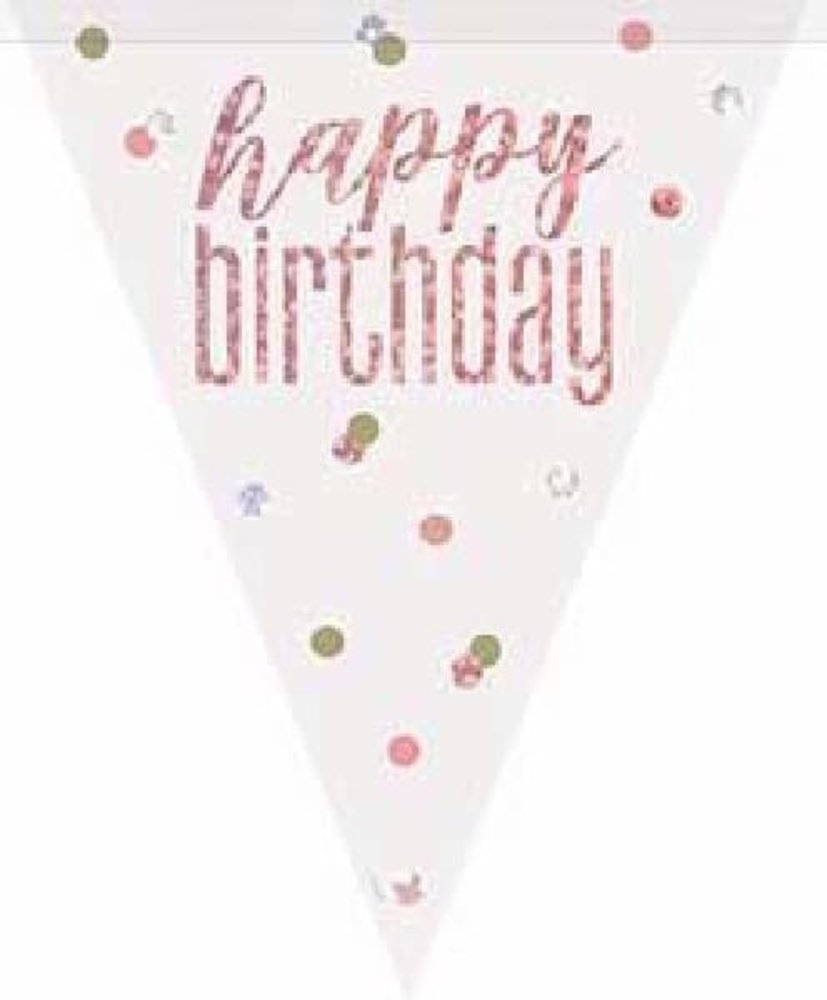 Drapeau Line Pendulum Joyeux anniversaire Rose Gold Glitz | 274cm Drapeau Line Pendulum Joyeux anniversaire Rose Gold Glitz | 274cm