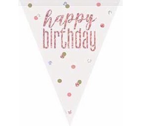 Drapeau Line Pendulum Joyeux anniversaire Rose Gold Glitz | 274cm