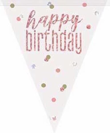 Flag Line Slinger Happy Birthday Rose Gold Glitz | 274cm Flag Line Slinger Happy Birthday Rose Gold Glitz | 274cm